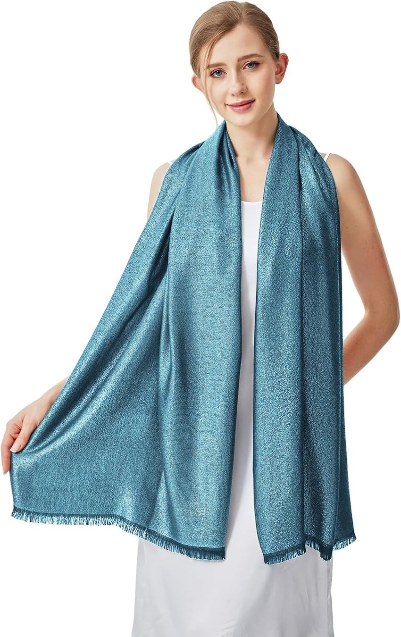 vimate Sparkling Metallic Pashmina Shawl Wraps Scarf for Evening Party Bridal Wedding Formal Dresses - Image 1